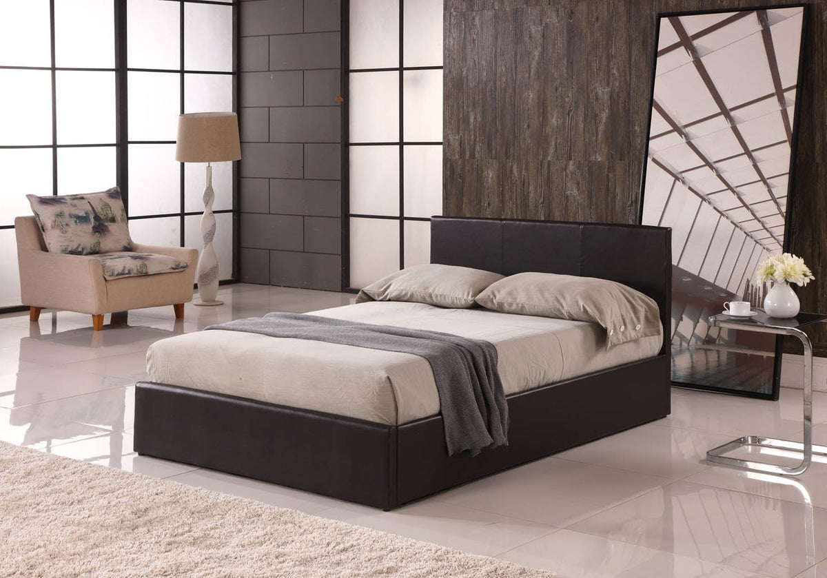 Modern Ottoman Storage Bed | Faux Leather | Gas Lift | Single, Double, King & Super King