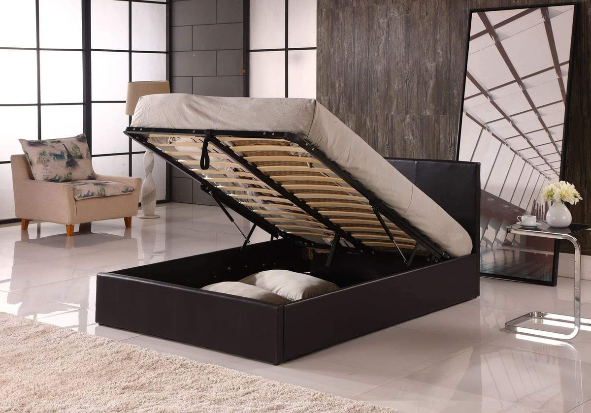 Modern Ottoman Storage Bed | Faux Leather | Gas Lift | Single, Double, King & Super King