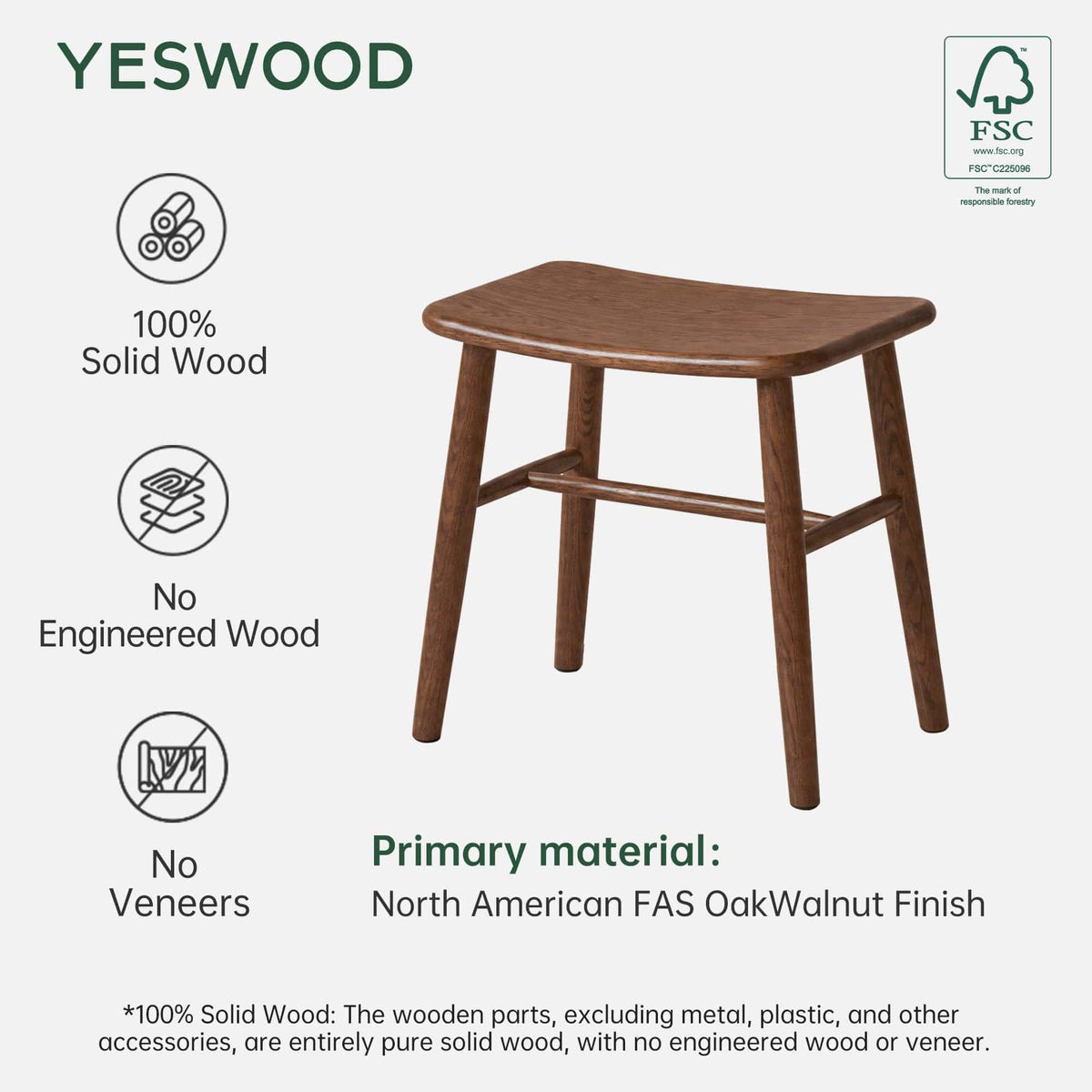 Shano Solid Red Oak Dressing Stool | Curved Seat | Pre-Assembled | 150kg | 2 Finishes