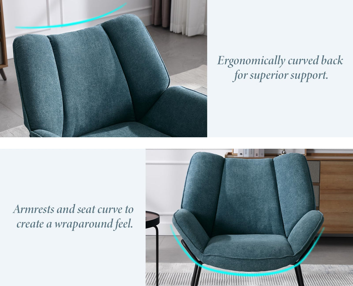 Shano Linen Accent Armchair | Quilted Upholstery | Black Sled Legs | 136kg | 6 Colours