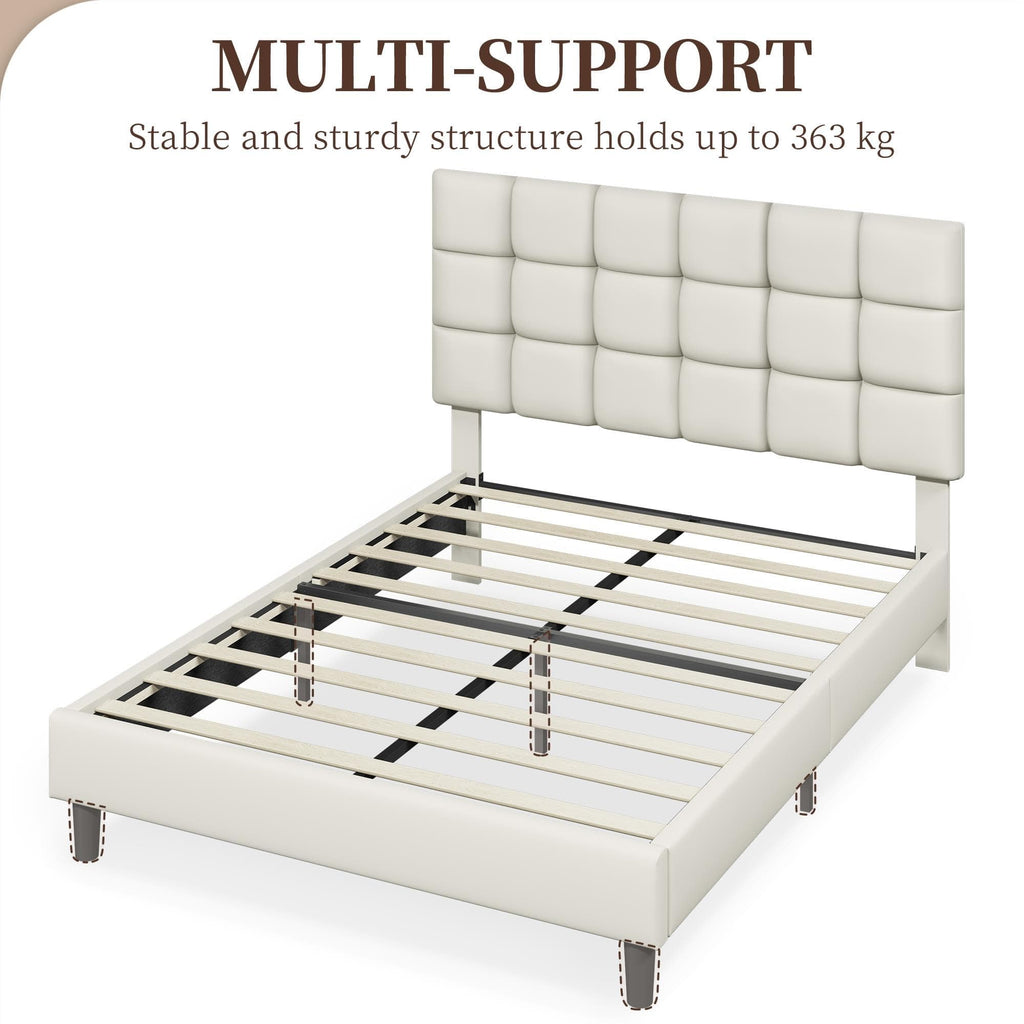Upholstered Bed Frame with Square Tufted Headboard
