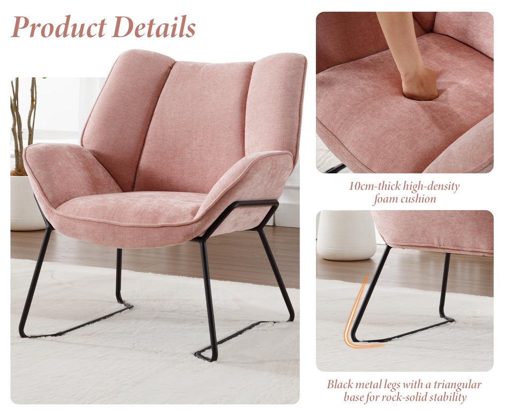 Shano Linen Accent Armchair | Quilted Upholstery | Black Sled Legs | 136kg | 6 Colours