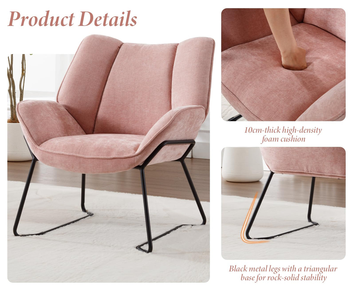 Shano Linen Accent Armchair | Quilted Upholstery | Black Sled Legs | 136kg | 6 Colours