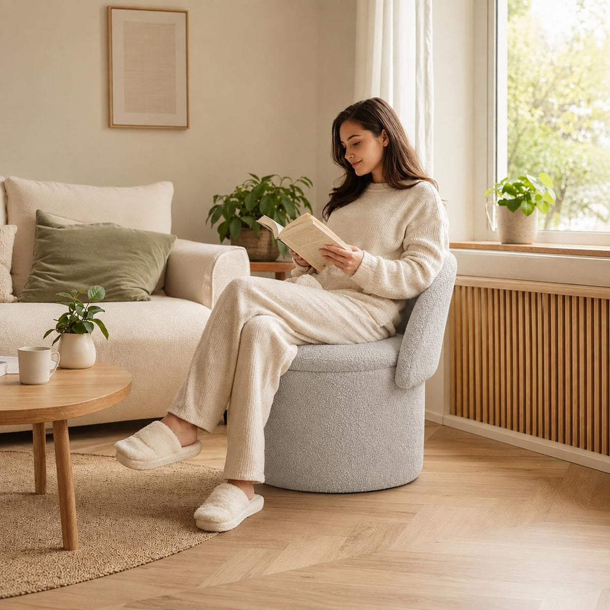 Shano Bloom Blends Teddy Boucle Tub Chair | Hidden Storage | Curved Back | 150kg | 20 Colours