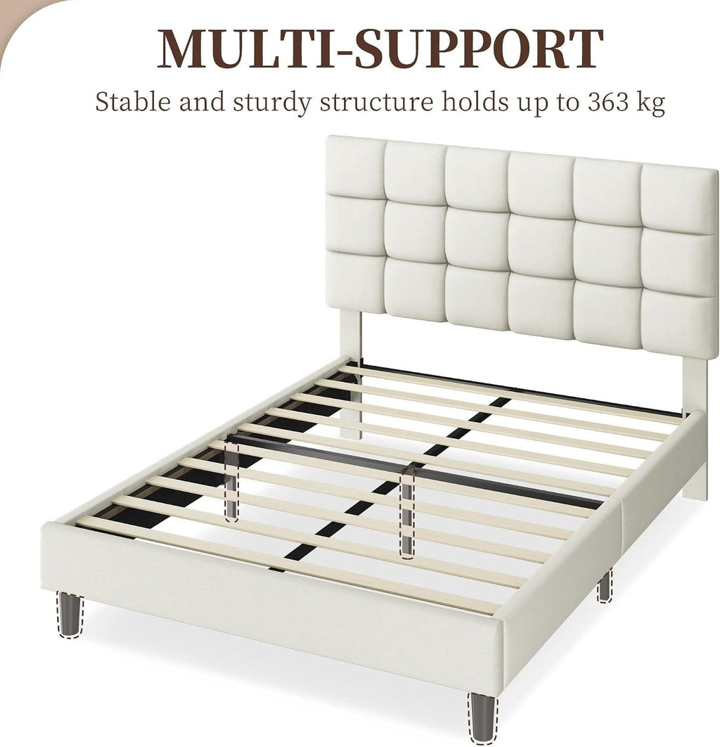 Upholstered Bed Frame with Square Tufted Headboard
