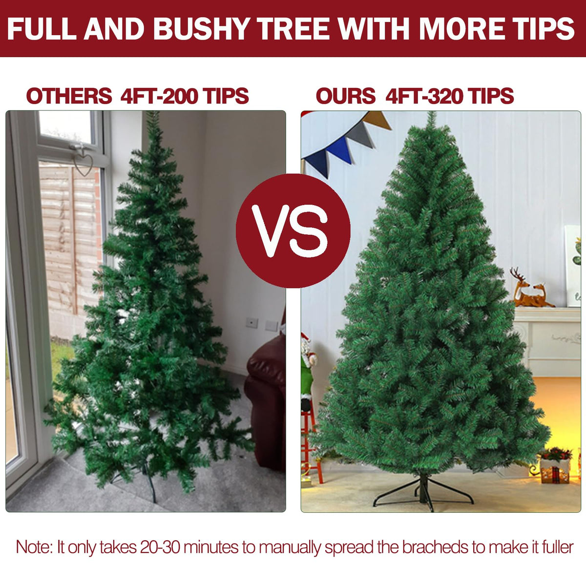 Shano Premium Christmas Tree 1432 Branch Tips Green Xmas Trees Bushy Artificial Christmas Tree Pine Tree with Metal Stand Easy to Assemble Realistic Spruce Branches Christmas Tree for Indoor and Outdoor