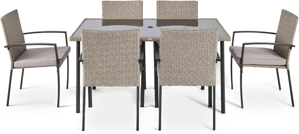 Shano Rattan Garden Dining Set – 6 Seater