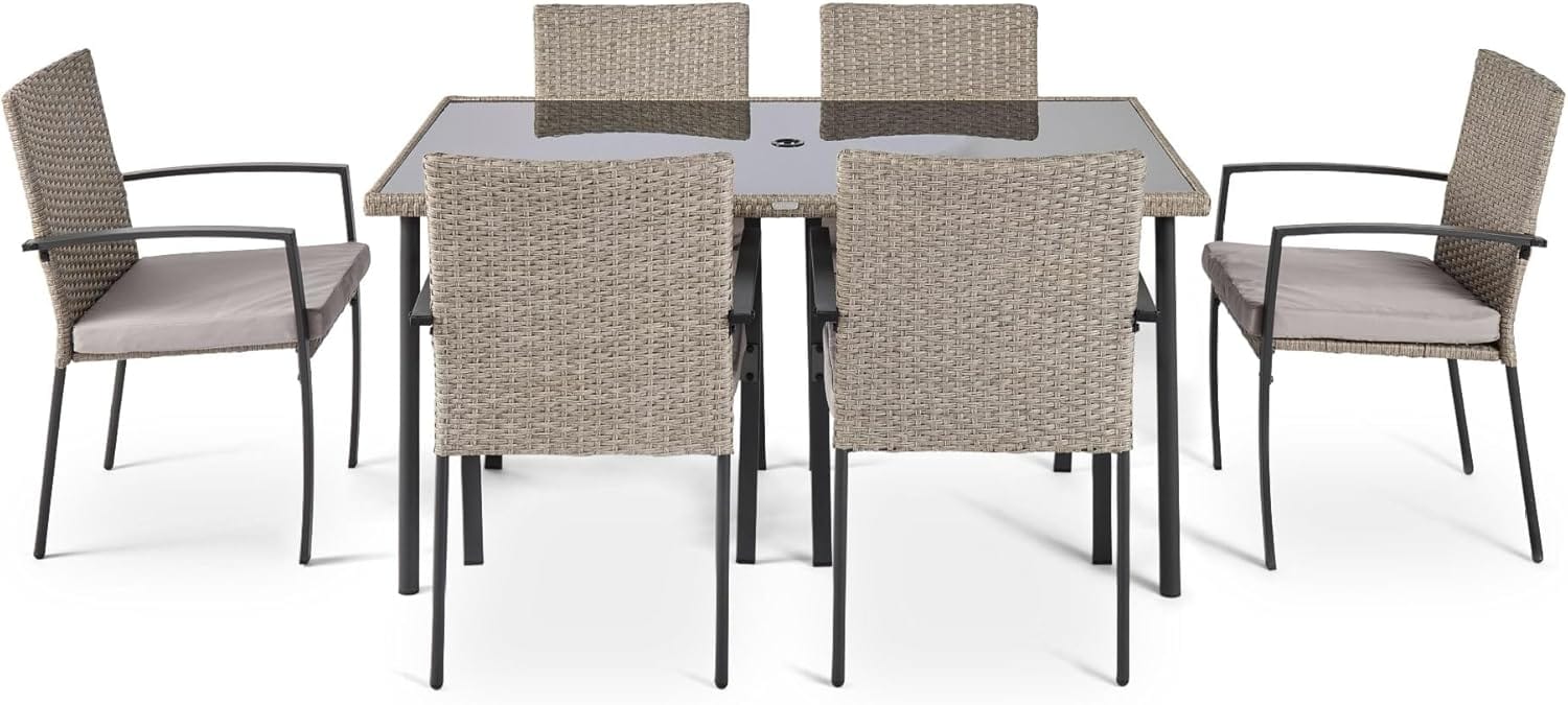 Shano Rattan Garden Dining Set – 6 Seater