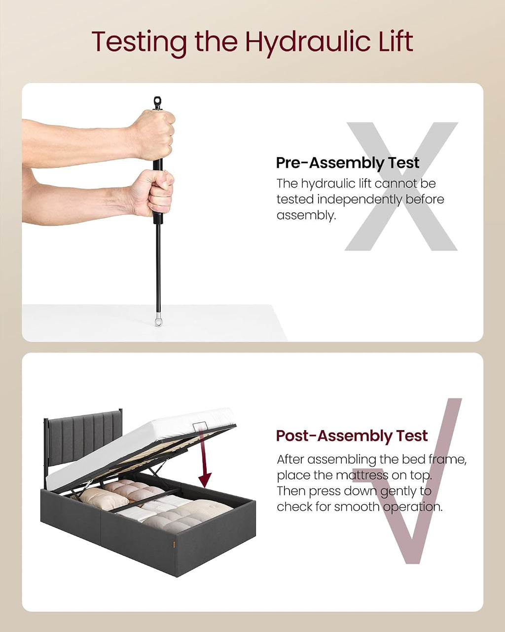 Ottoman Bed Frame with Lift-Up Storage | Hydraulic Lift | Upholstered Headboard | Double & Small Double