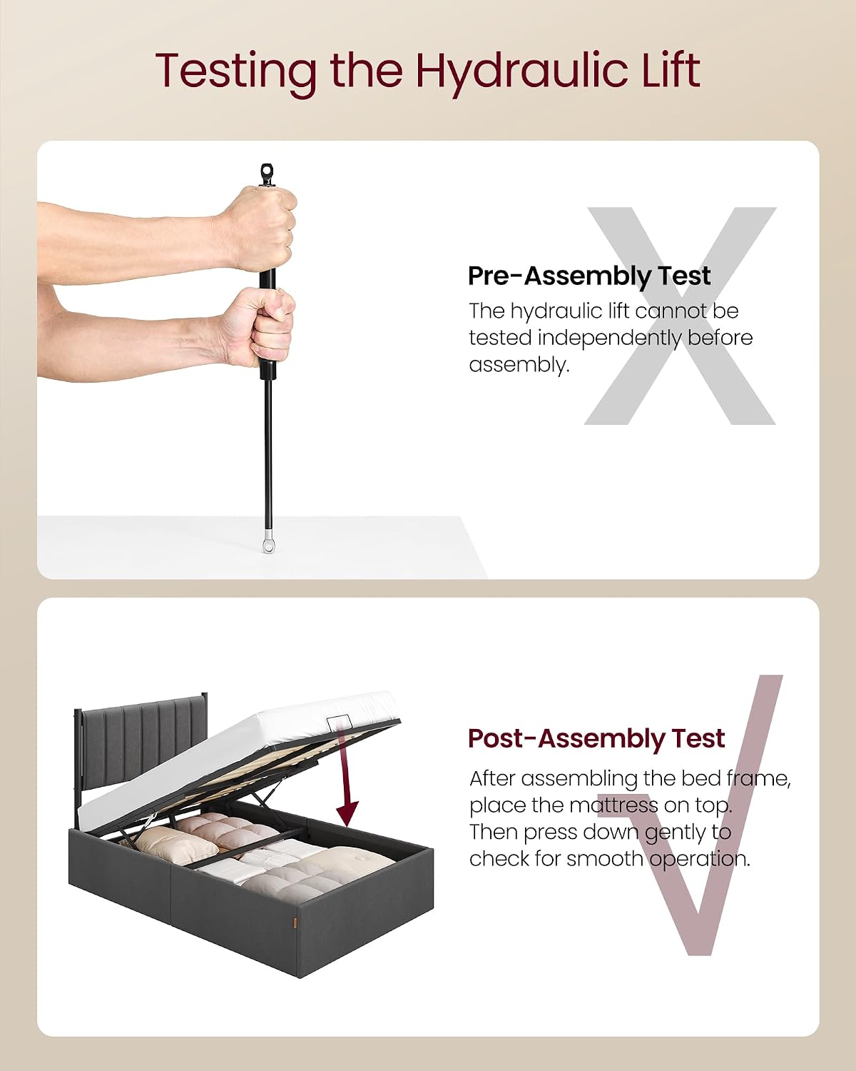 Ottoman Bed Frame with Lift-Up Storage | Hydraulic Lift | Upholstered Headboard | Double & Small Double