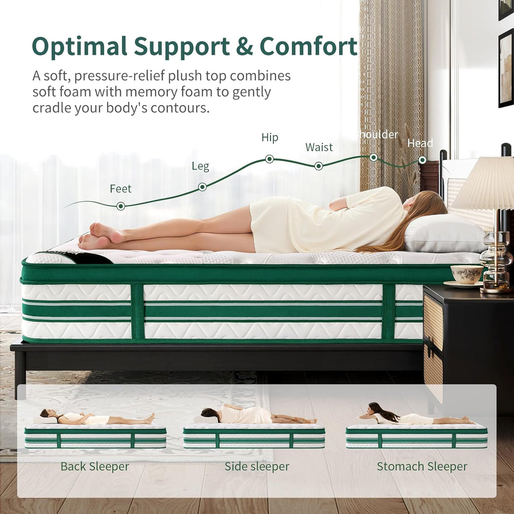 Hybrid Pocket Spring Memory Foam Mattress | 7-Zone Orthopaedic | Pillow Top | Medium Firm | Single, Double & King