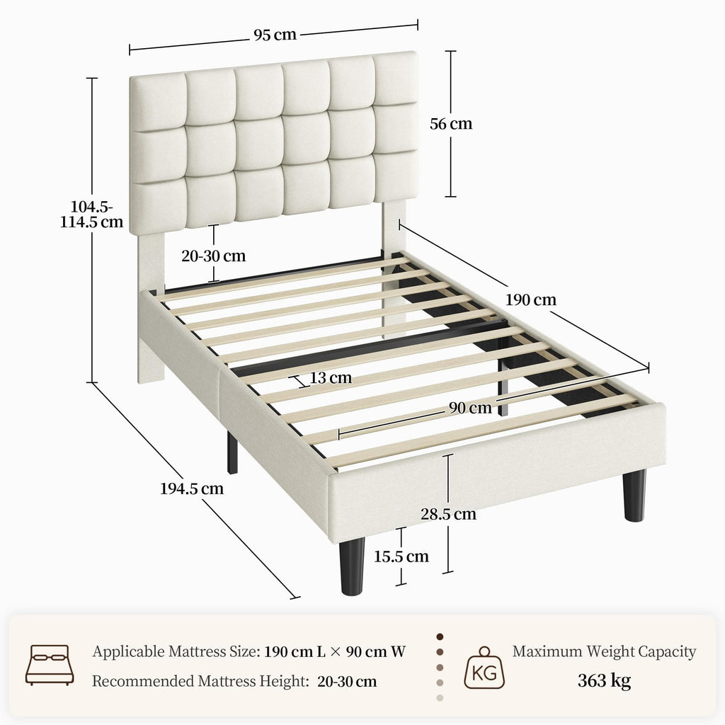 Upholstered Bed Frame with Square Tufted Headboard