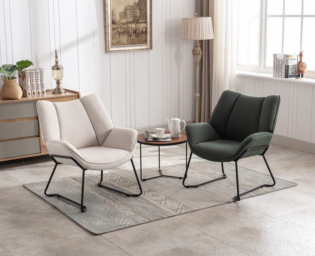 Shano Linen Accent Armchair | Quilted Upholstery | Black Sled Legs | 136kg | 6 Colours