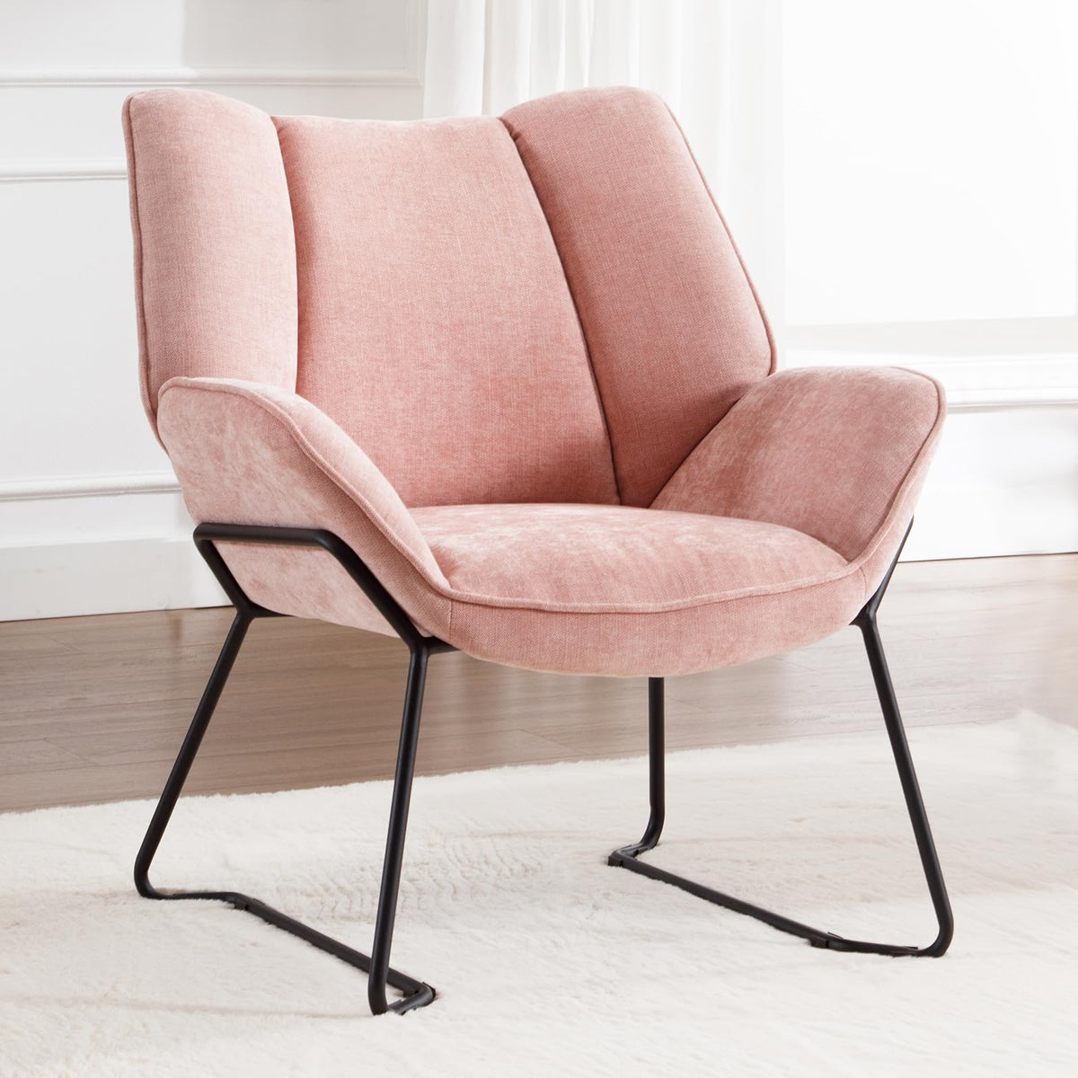 Shano Linen Accent Armchair | Quilted Upholstery | Black Sled Legs | 136kg | 6 Colours