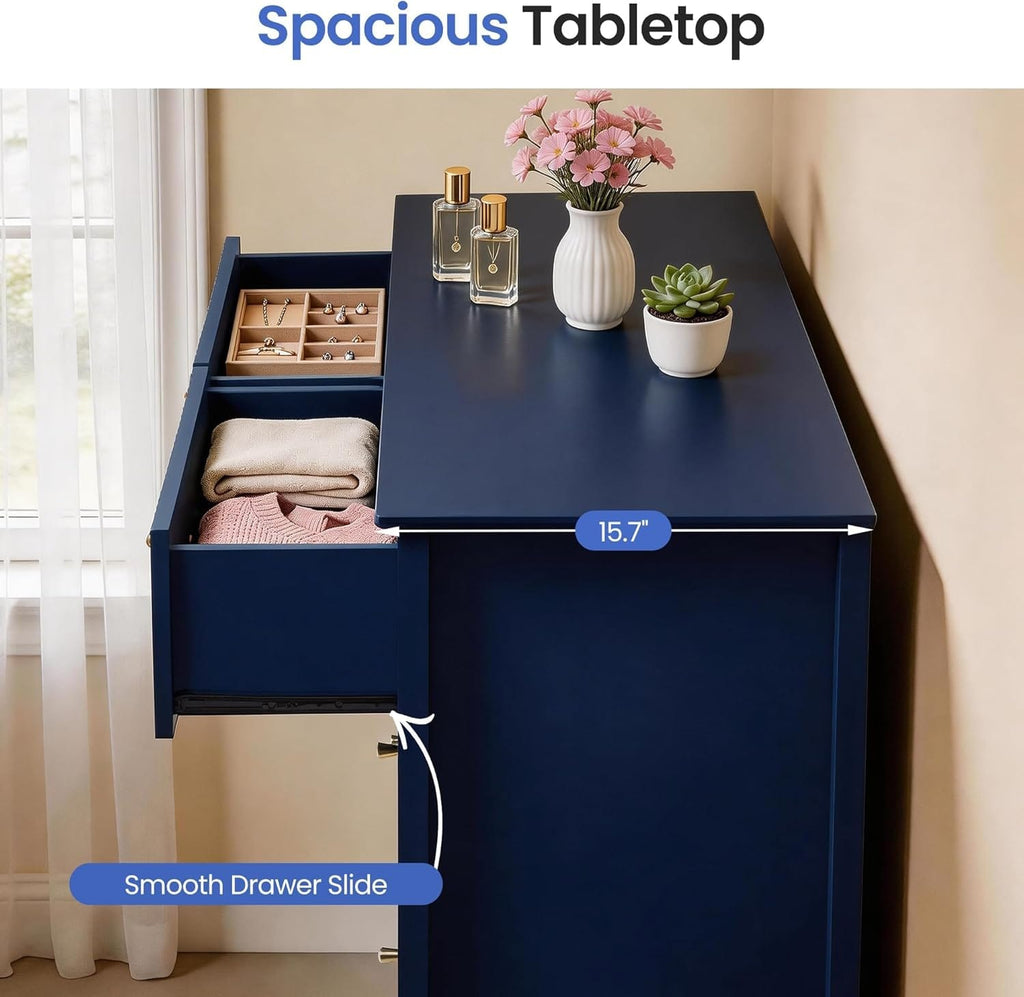 Fluted Chest of Drawers | 6 or 3 Drawers | Wide MDF Storage Unit | Water-Resistant | Black, Blue & Green