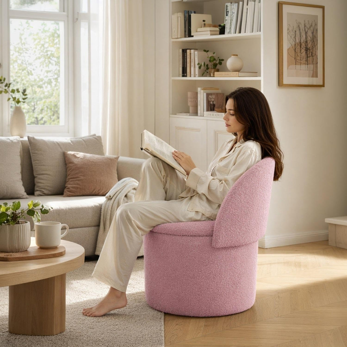 Shano Bloom Blends Teddy Boucle Tub Chair | Hidden Storage | Curved Back | 150kg | 20 Colours