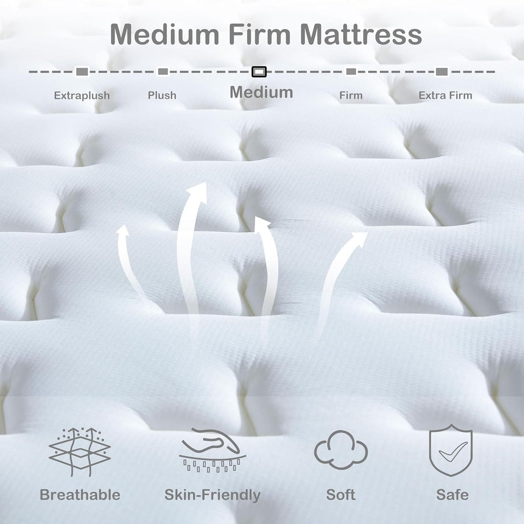 Hybrid Cooling Gel Memory Foam & Pocket Spring Mattress | Medium Firm | Pressure Relief | Single, Small Double, Double & King