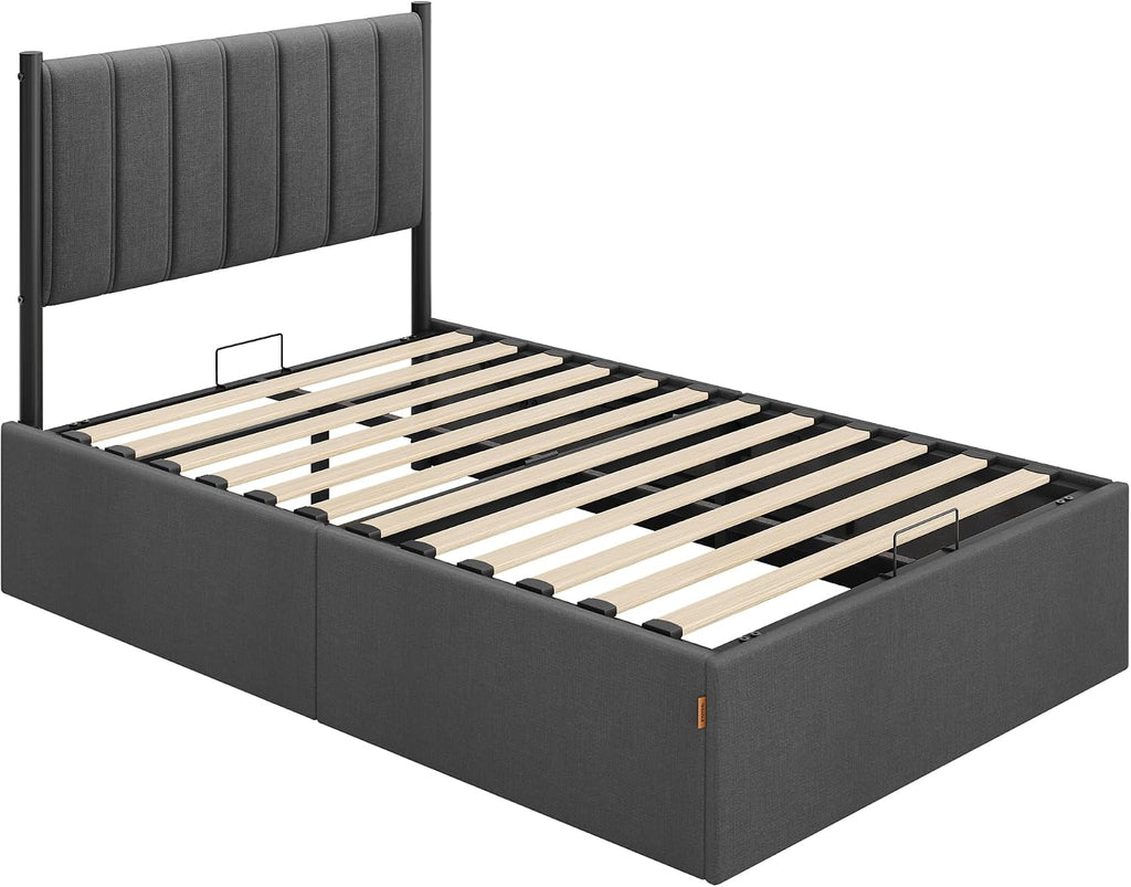 Ottoman Bed Frame with Lift-Up Storage | Hydraulic Lift | Upholstered Headboard | Double & Small Double