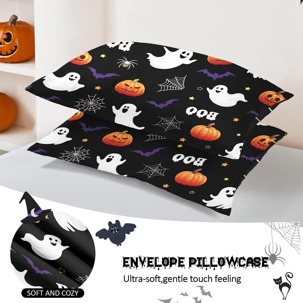 Halloween Duvet Cover Set 3 Pieces with Skull Pumpkin