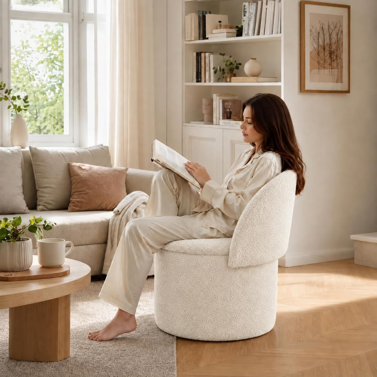 Shano Bloom Blends Teddy Boucle Tub Chair | Hidden Storage | Curved Back | 150kg | 20 Colours
