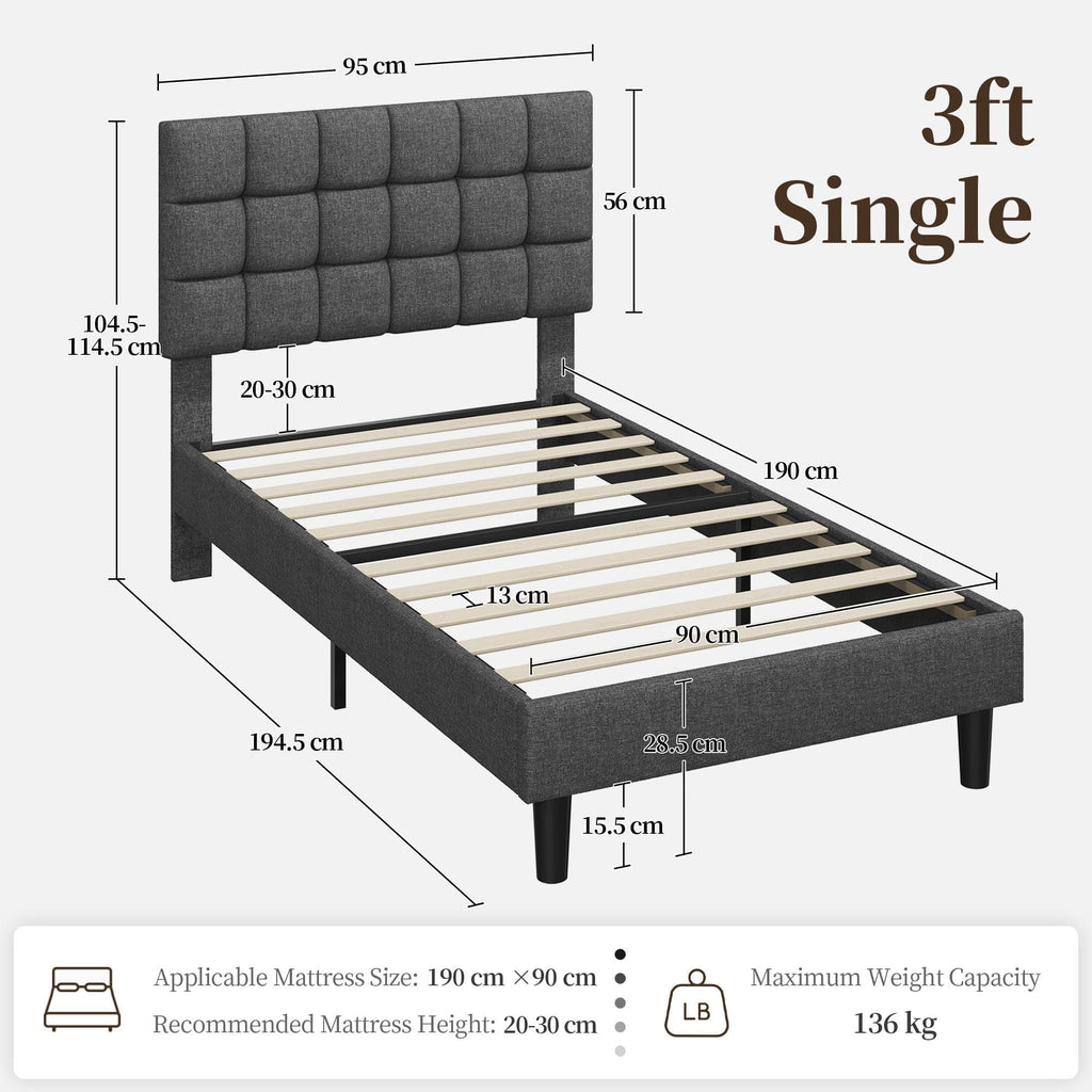 Upholstered Bed Frame with Square Tufted Headboard
