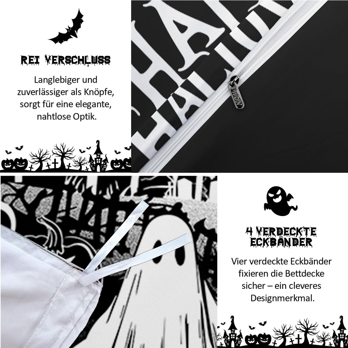 Halloween Duvet Cover Set 3 Pieces with Skull Pumpkin