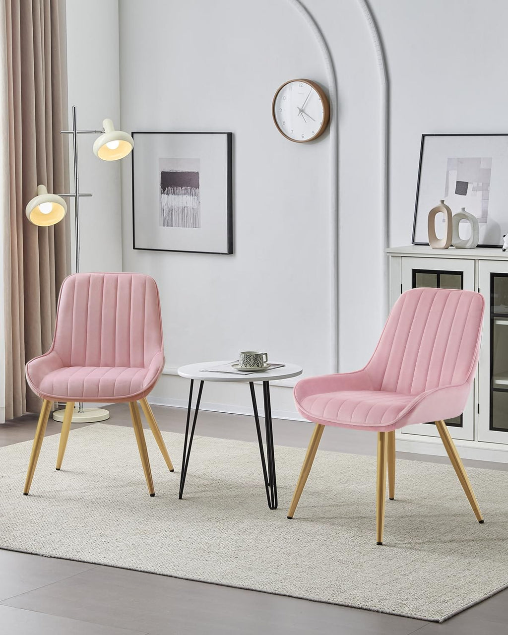 Shano Lestarain Dining Chairs Set of 4 | Velvet & Faux Leather | Ergonomic | 150kg Capacity