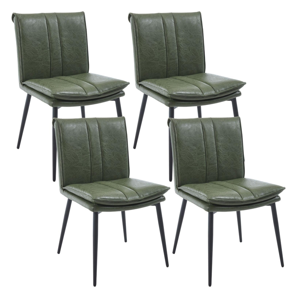 Shano chairus Retro PU Leather Dining Chairs | Double-Layer Cushion | Metal Legs | Set of 2 or 4