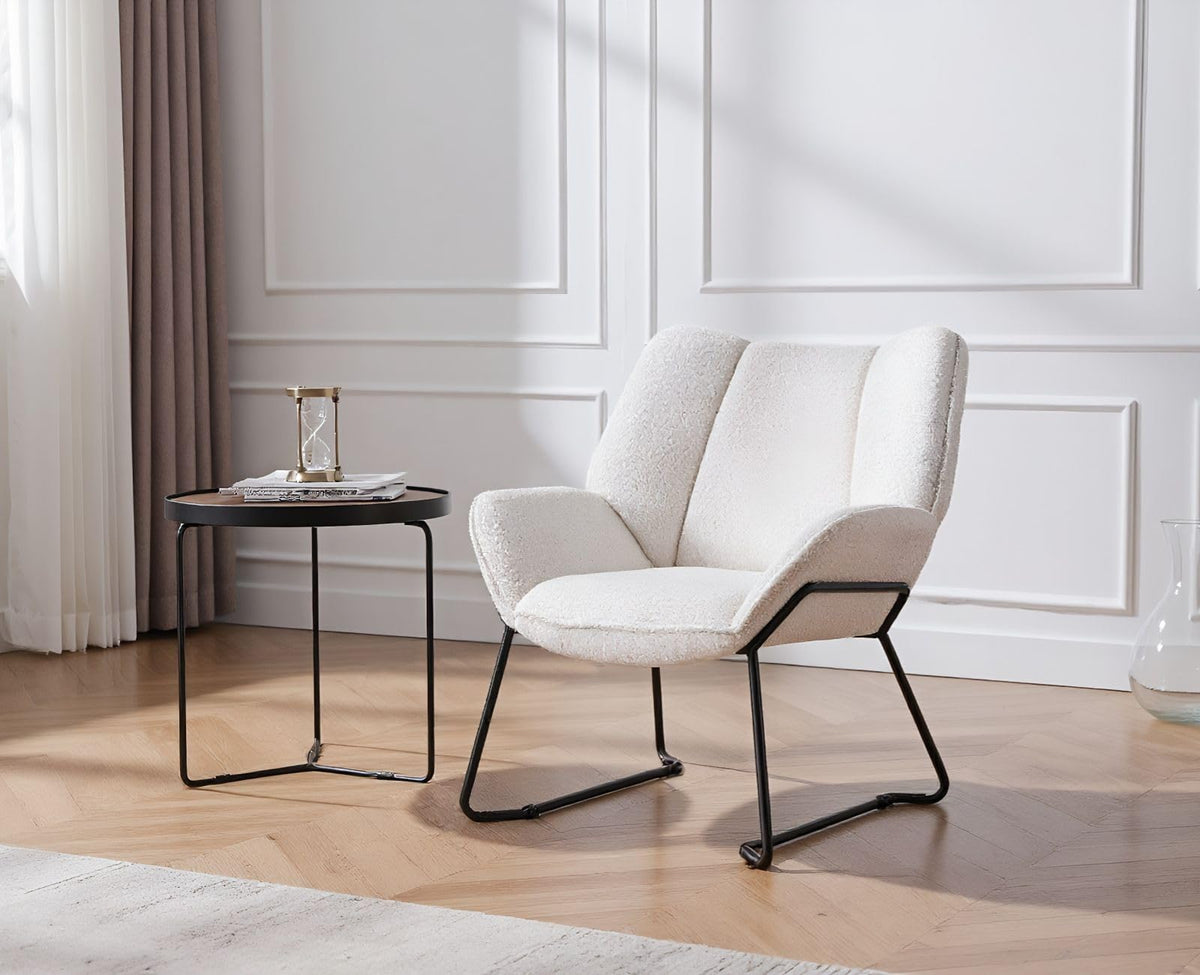 Shano Linen Accent Armchair | Quilted Upholstery | Black Sled Legs | 136kg | 6 Colours
