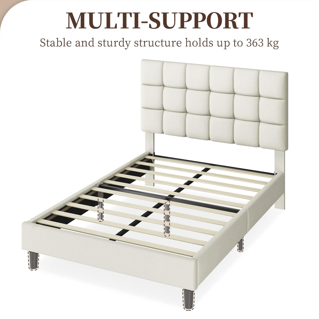Upholstered Bed Frame with Square Tufted Headboard