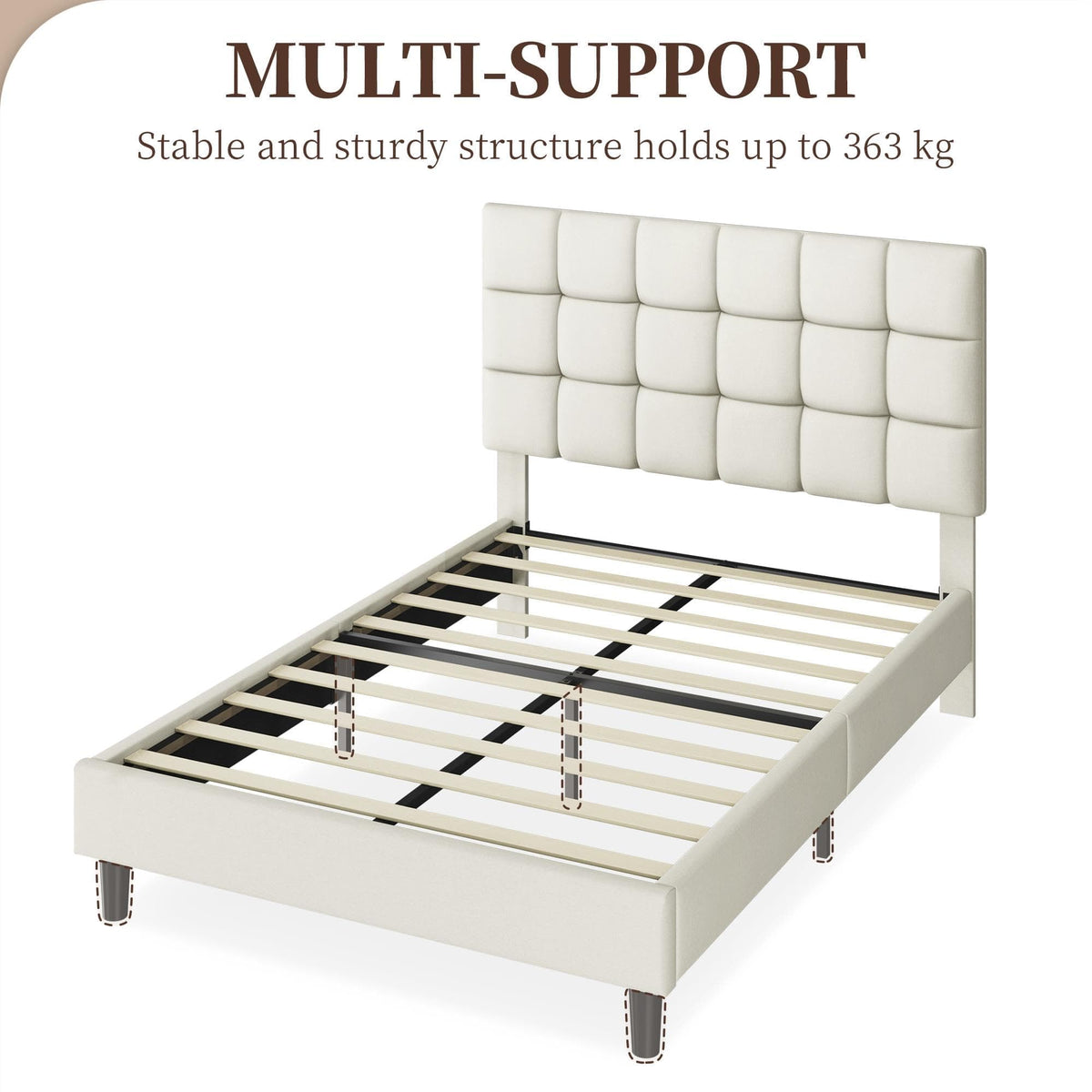 Upholstered Bed Frame with Square Tufted Headboard
