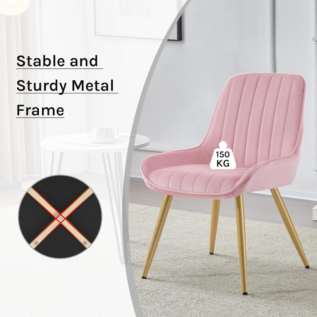 Shano Lestarain Dining Chairs Set of 4 | Velvet & Faux Leather | Ergonomic | 150kg Capacity