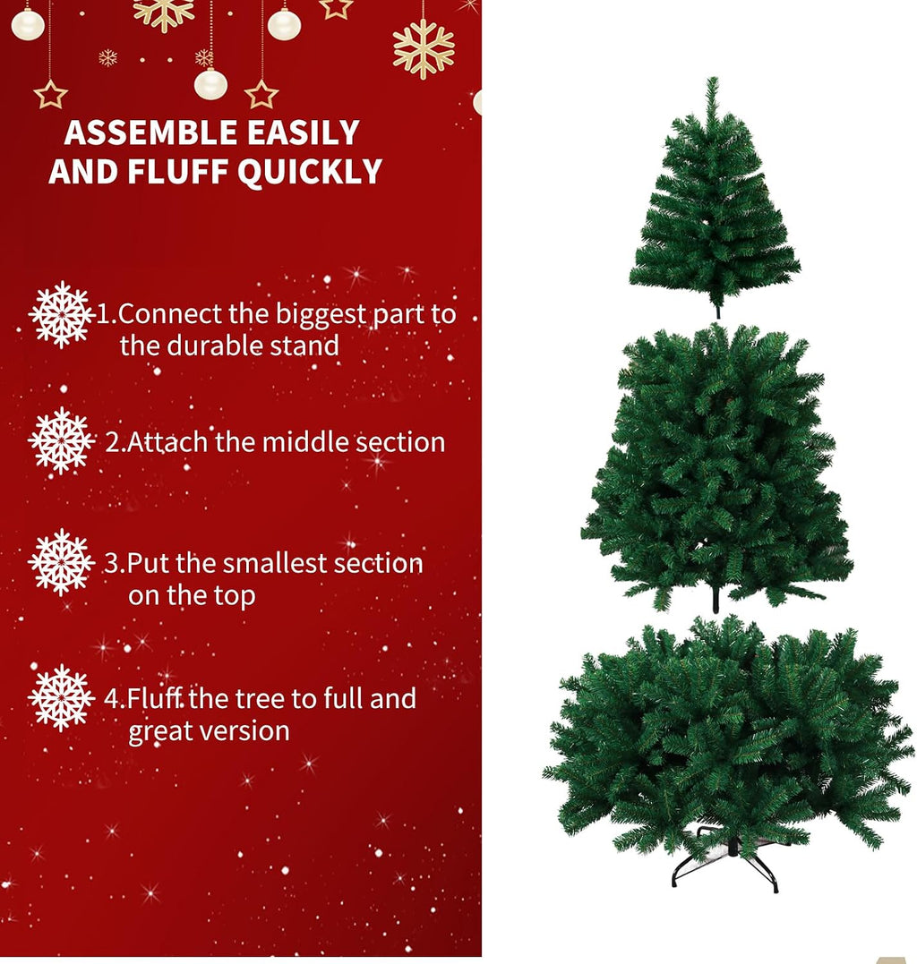 Shano Premium Christmas Tree 1432 Branch Tips Green Xmas Trees Bushy Artificial Christmas Tree Pine Tree with Metal Stand Easy to Assemble Realistic Spruce Branches Christmas Tree for Indoor and Outdoor