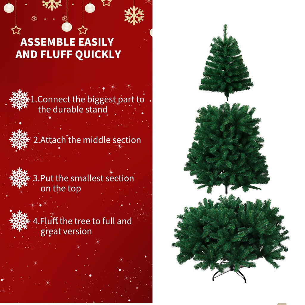 Shano Premium Christmas Tree 1432 Branch Tips Green Xmas Trees Bushy Artificial Christmas Tree Pine Tree with Metal Stand Easy to Assemble Realistic Spruce Branches Christmas Tree for Indoor and Outdoor