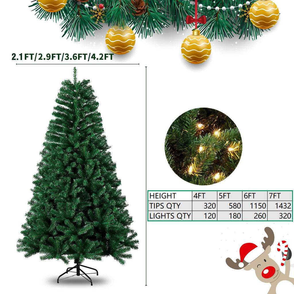 Shano Premium Christmas Tree 1432 Branch Tips Green Xmas Trees Bushy Artificial Christmas Tree Pine Tree with Metal Stand Easy to Assemble Realistic Spruce Branches Christmas Tree for Indoor and Outdoor