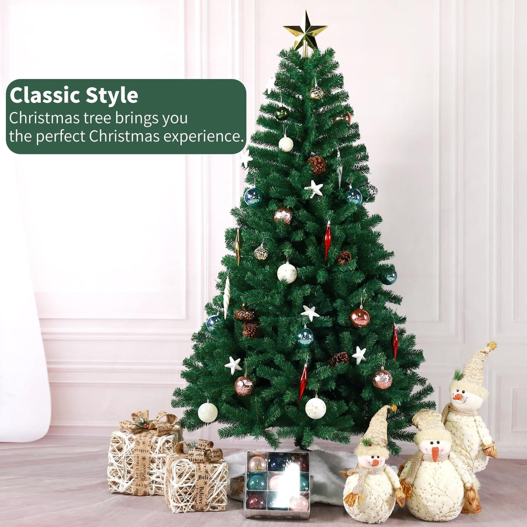 Shano Premium Christmas Tree 1432 Branch Tips Green Xmas Trees Bushy Artificial Christmas Tree Pine Tree with Metal Stand Easy to Assemble Realistic Spruce Branches Christmas Tree for Indoor and Outdoor