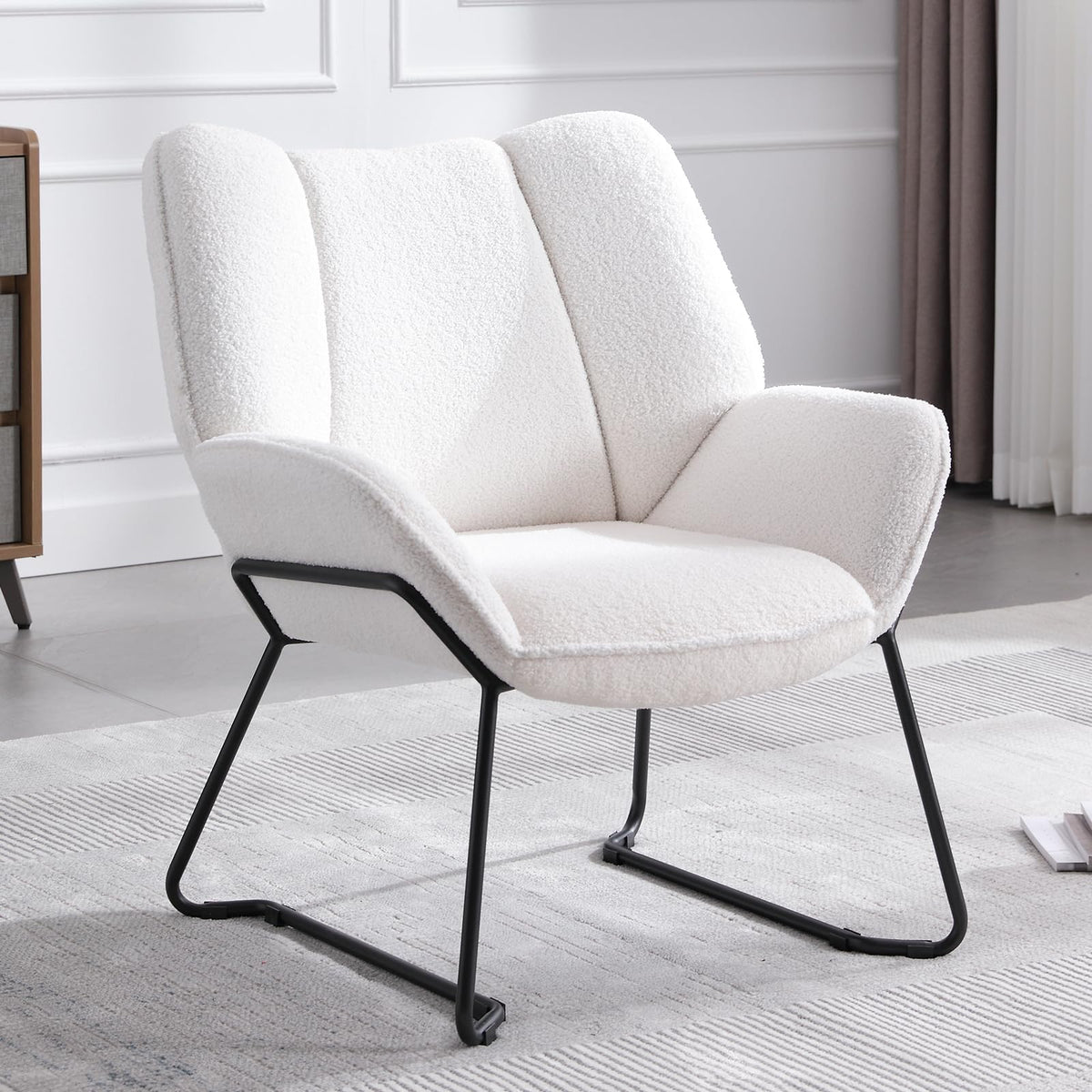 Shano Linen Accent Armchair | Quilted Upholstery | Black Sled Legs | 136kg | 6 Colours