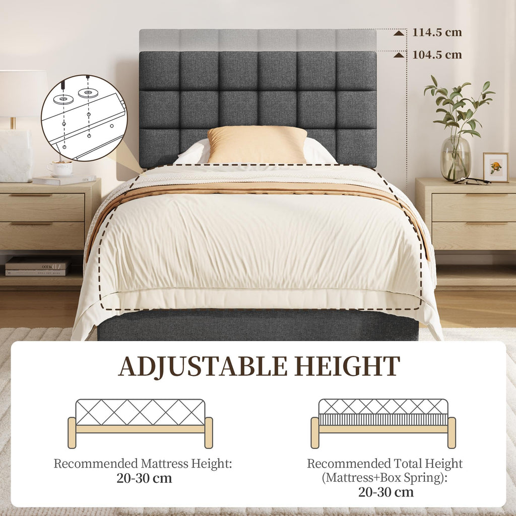 Upholstered Bed Frame with Square Tufted Headboard