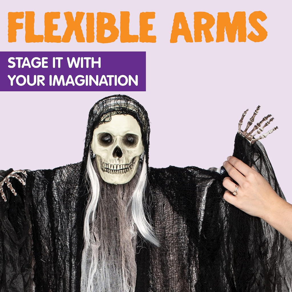 JOYIN 3 Pack Hanging Halloween Skeleton Ghosts Decorations, Grim Reapers for Halloween Outdoor Decorations