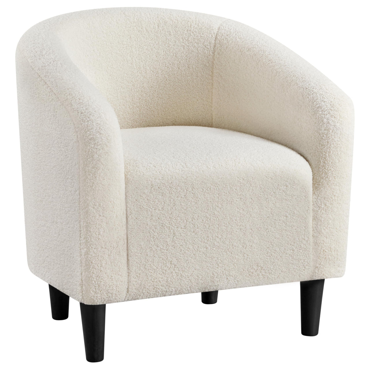 Shano Boucle Accent Tub Chair | Scandinavian Style | 28D Foam | Tapered Wooden Legs | 4 Colours