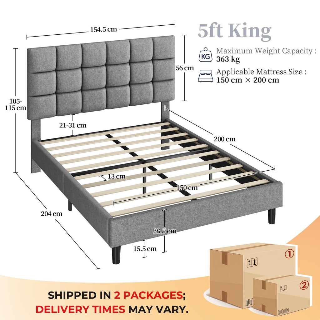 Upholstered Bed Frame with Square Tufted Headboard