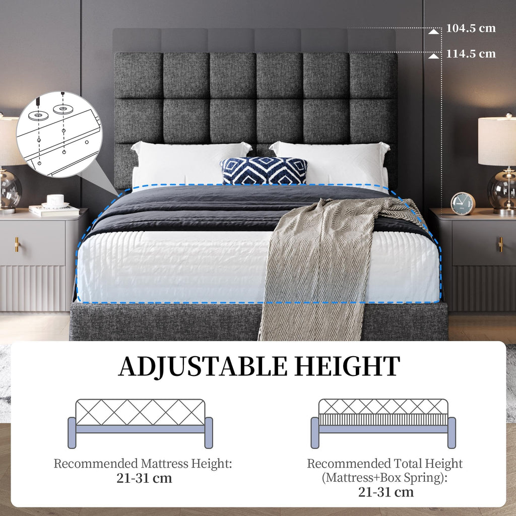 Upholstered Bed Frame with Square Tufted Headboard