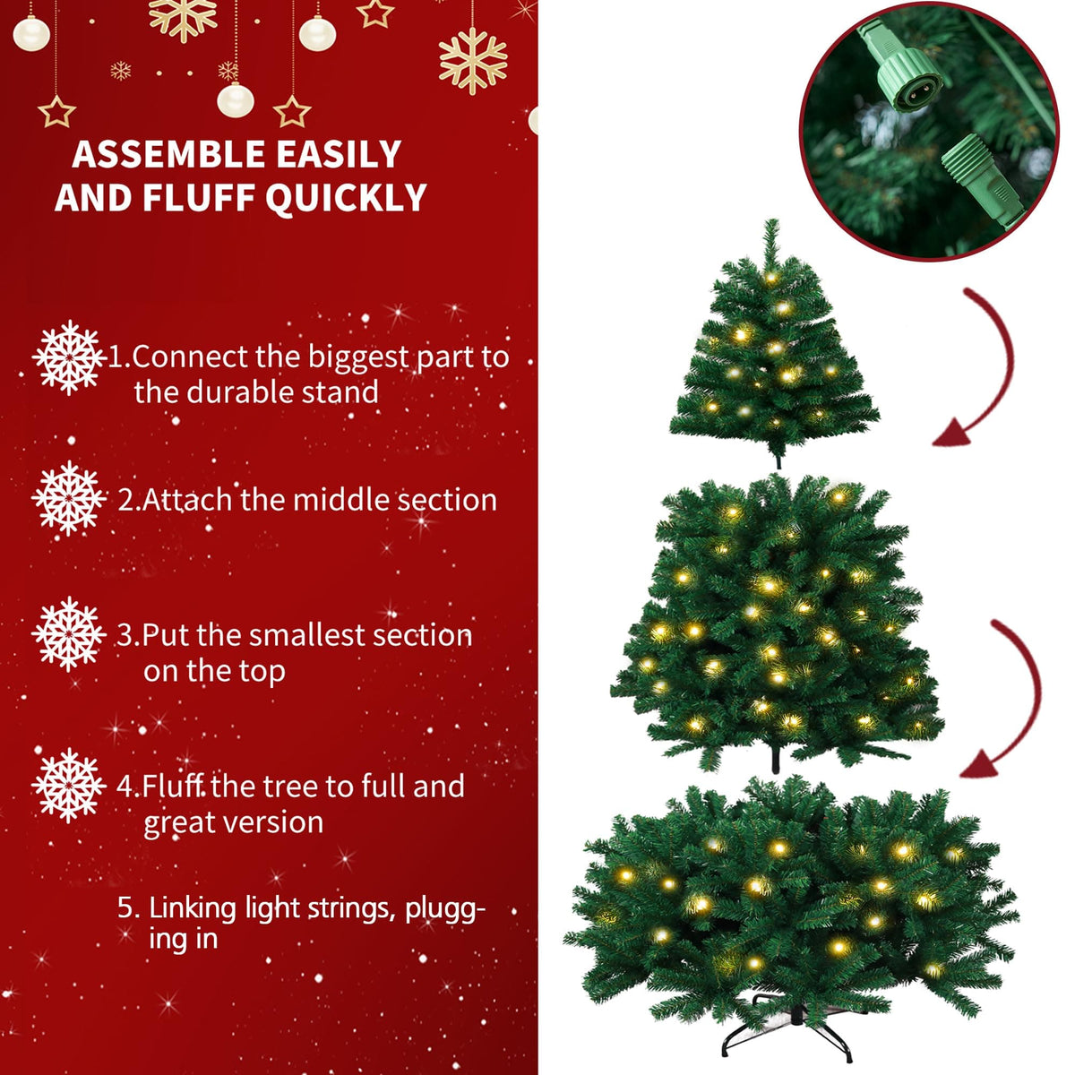 Shano Premium Christmas Tree 1432 Branch Tips Green Xmas Trees Bushy Artificial Christmas Tree Pine Tree with Metal Stand Easy to Assemble Realistic Spruce Branches Christmas Tree for Indoor and Outdoor