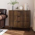 Fluted Chest of 3 Drawers | Mid-Century Modern | Walnut Veneer | Metal Legs | Bedroom & Living Room