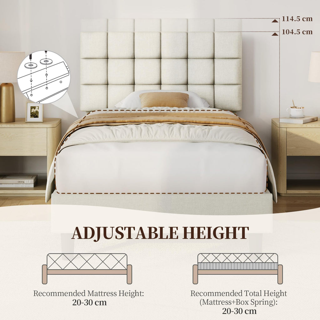 Upholstered Bed Frame with Square Tufted Headboard