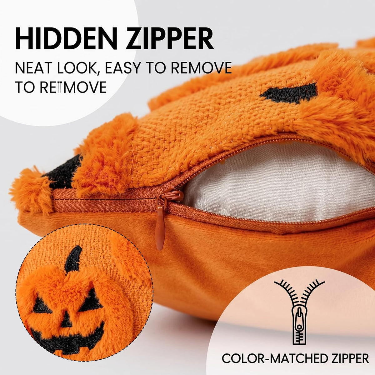 2 PCS Halloween Cushion Covers 45 x 45 cm Halloween Cushions Funny Ghost Pumpkin Cushion, Halloween Home Decor for Sofa Bedroom Living Room Home Decor (Emoticon Pumpkin)