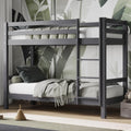Solid Pine Shorty Bunk Bed for Kids | High Safety Rail | Slatted Base | Space-Saving | Grey & White