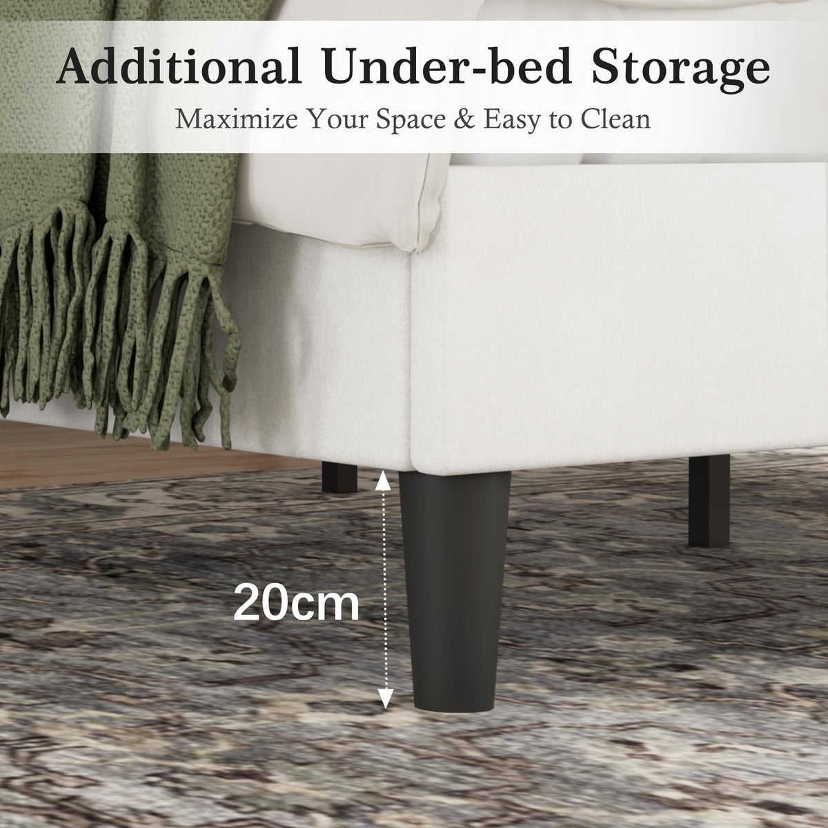 Shano Furniture Velvet Upholstered Double Bed Frame, Grey