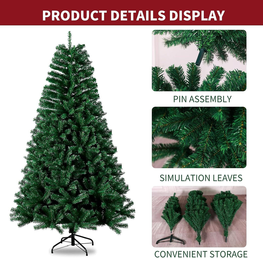 Shano Premium Christmas Tree 1432 Branch Tips Green Xmas Trees Bushy Artificial Christmas Tree Pine Tree with Metal Stand Easy to Assemble Realistic Spruce Branches Christmas Tree for Indoor and Outdoor