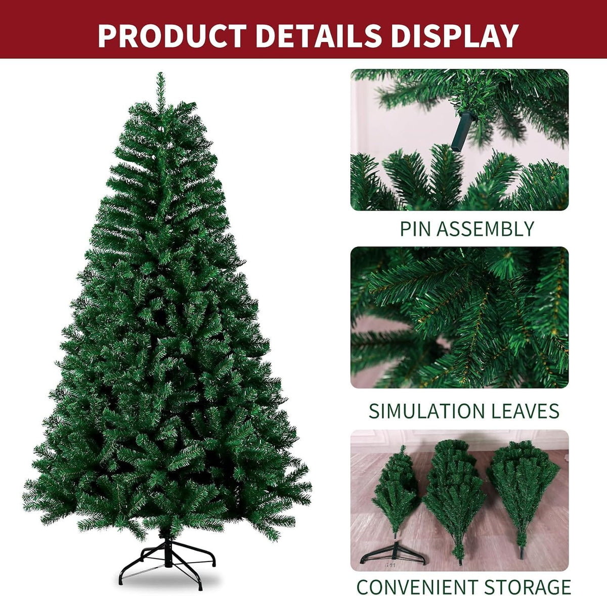 Shano Premium Christmas Tree 1432 Branch Tips Green Xmas Trees Bushy Artificial Christmas Tree Pine Tree with Metal Stand Easy to Assemble Realistic Spruce Branches Christmas Tree for Indoor and Outdoor